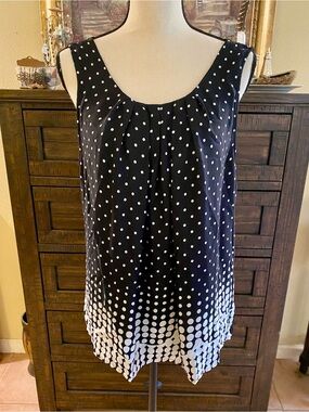 Elle Sleeveless Black & White Polka Dot Tank Top